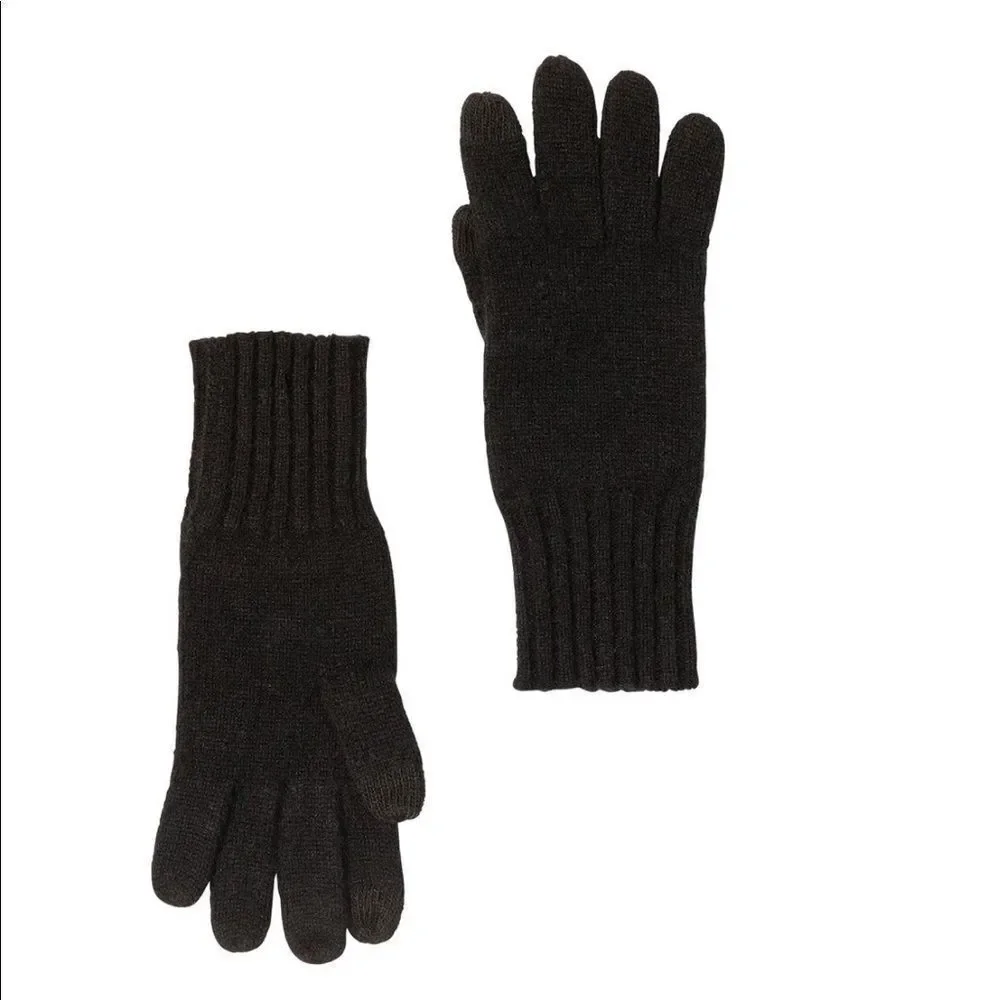 AMICALE‎ Cashmere Touch Screen Tech Knit Gloves, Luxurious, 100%, Black, NWT